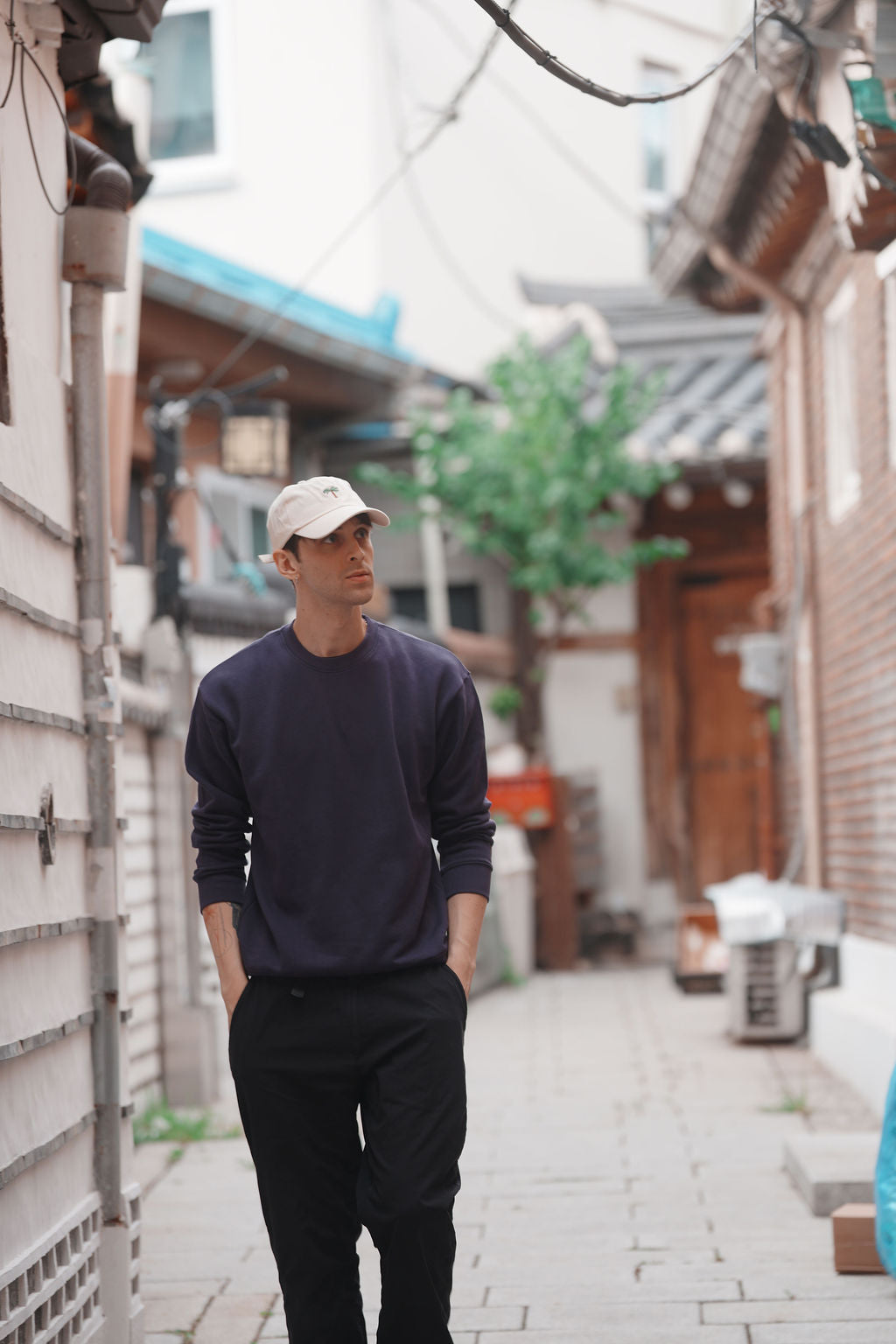 Terry Cotton Raglan Crew Sweatshirt