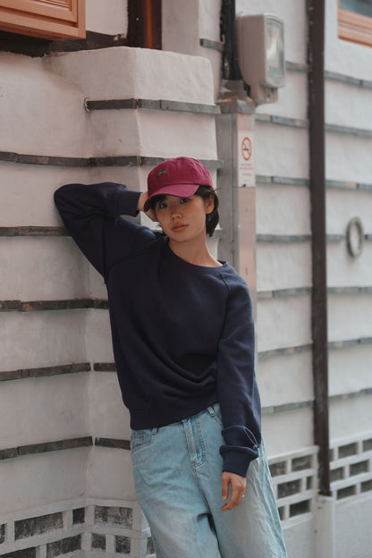 Terry Cotton Raglan Crew Sweatshirt